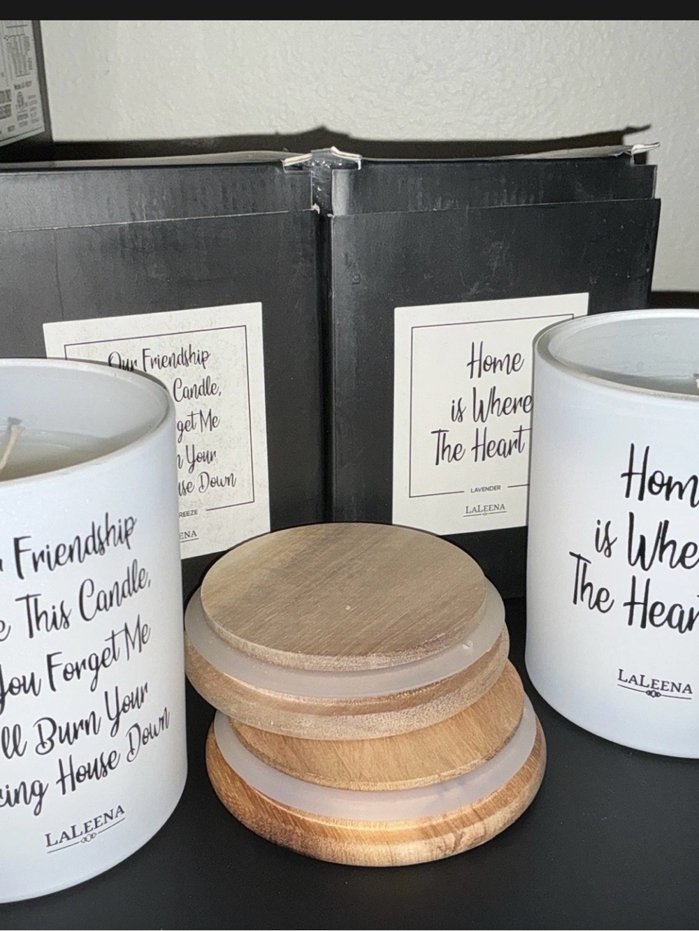 White 'Home is Where the Heart' Scented Candle with Wood Lid